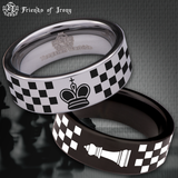 Chess Queen Couple Tungsten Carbide Ring