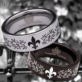 Fleur de lis Tungsten Carbide Ring