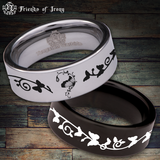 Butterfly Swirls Tungsten Carbide Ring