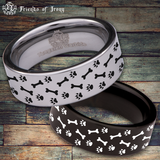 Dog Bones and Paws Tungsten Carbide Ring