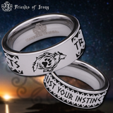Tribal Wolf Instinct Tungsten Carbide Ring