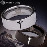 Crucifix Tungsten Carbide Ring