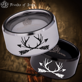 Trophy Antler and Arrows Tungsten Carbide Ring