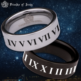 Roman Numerals Tungsten Carbide Ring