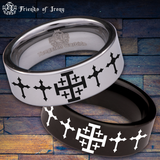 Jerusalem Cross Tungsten Carbide Ring