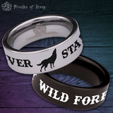 Stay Wild Wolf Tungsten Carbide Ring