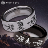 Flaming Horse Tungsten Carbide Ring