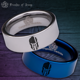 Spartan Helmet American Flag Tungsten Carbide Ring