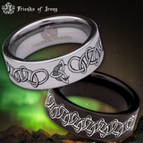 Celtic Trinity and Crescent Moon Tungsten Carbide Ring