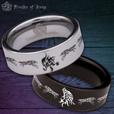 Flaming Wolf Tungsten Carbide Ring