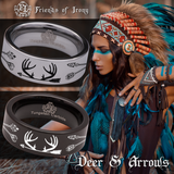Deer and Arrows Tungsten Carbide Ring