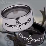 Buck Doe Cross Fish Hook Tungsten Carbide Ring