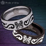 Twin Tribal Dragon Tungsten Carbide Ring
