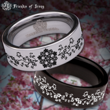 Cherry Blossom Tungsten Carbide Ring