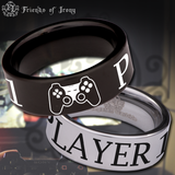 Player 1 Gamer Couple Tungsten Carbide Ring