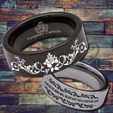 Positive Life Flower Tungsten Carbide Ring