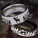 Moose Scenery Tungsten Carbide Ring