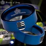 Thin Blue Line Police Flag Badge Tungsten Carbide Ring