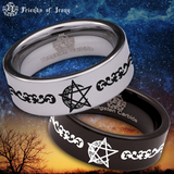 Moon Pentacle Tungsten Carbide Ring