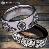 Steampunk Clock Tungsten Carbide Ring