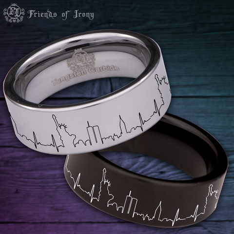 New York Heartbeat Tungsten Carbide Ring
