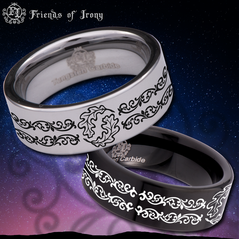 Oakleaf Knotwork Tungsten Carbide Ring