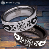 Iron Cross Flame Tungsten Carbide Ring