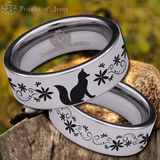 Fox and Flowers Tungsten Carbide Ring