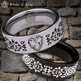 Rose Vine Tungsten Carbide Ring