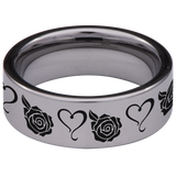 Heart Rose Tungsten Carbide Ring