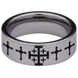 Jerusalem Cross Tungsten Carbide Ring