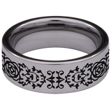 Rose Vine Tungsten Carbide Ring