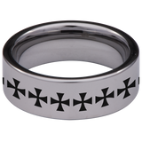 Iron Cross Tungsten Carbide Ring