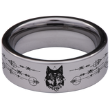Geometric Wolf and Deer Tungsten Carbide Ring