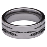 Howling Wolf on Moon Tungsten Carbide Ring