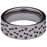Dog Bones and Paws Tungsten Carbide Ring