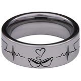 Coffee Cup (Right) Couple Tungsten Carbide Ring