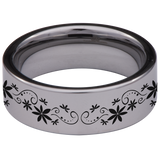 Fox and Flowers Tungsten Carbide Ring