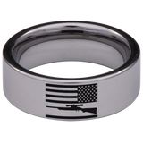 USA Flag and Rifle Tungsten Carbide Ring