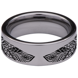 Cow Skull and Feathers Tungsten Carbide Ring