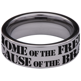 Home of the Free Because of the Brave Tungsten Carbide Ring