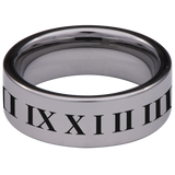 Roman Numerals Tungsten Carbide Ring