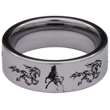 Flaming Horse Tungsten Carbide Ring