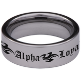 Tribal Wolf + Loyalty Faith Alpha Tungsten Carbide Ring