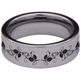 Floral Yin Yang Tungsten Carbide Ring