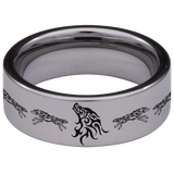 Flaming Wolf Tungsten Carbide Ring