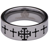 Jerusalem Cross Tungsten Carbide Ring