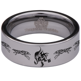 Flaming Wolf Tungsten Carbide Ring