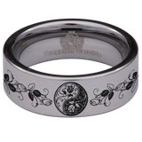 Floral Yin Yang Tungsten Carbide Ring