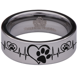 Dog Paw with Lifeline Tungsten Carbide Ring